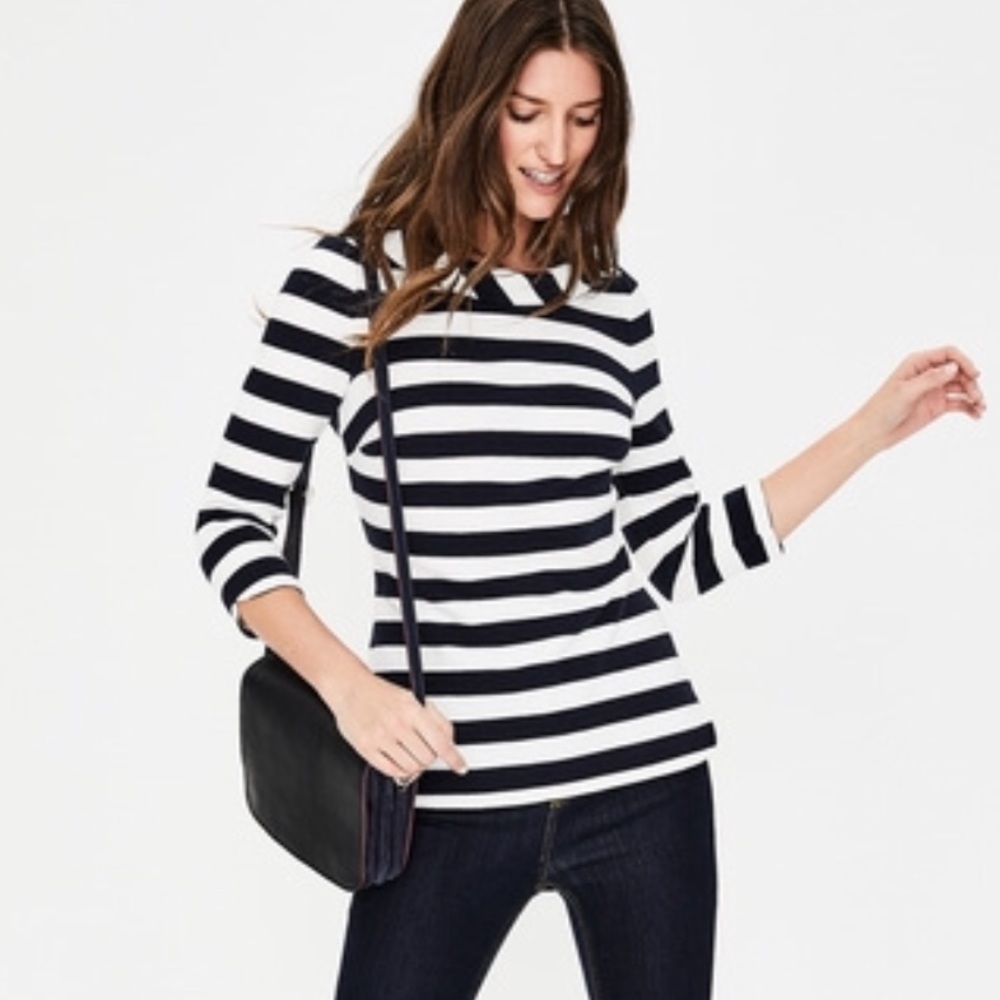 Boden Navy and White Striped Boatneck Tunic